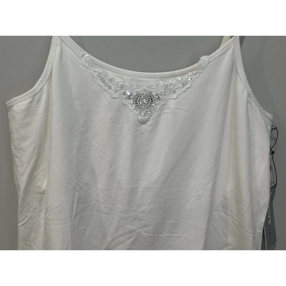 Chico Lace Sequin White Cami Tank Top Coquette Y2K Romantic Size‎ XL NWT